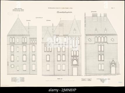 Gottlob, caserma del battaglione 1st del reggimento di fanteria dell'Ordine n° 152 a Marienburg (1903-1906): Team building: RISS back view, page view 1:50. Litografia, 70,5 x 100,5 cm (inclusi i bordi di scansione) Foto Stock