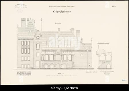 Gottlob, caserme del battaglione 1st del reggimento di fanteria dell'Ordine n° 152 a Marienburg (1903-1906): Ufficiale casinò: RISS indietro vista 1:50. Litografia, 64,6 x 97,6 cm (inclusi i bordi di scansione) Foto Stock