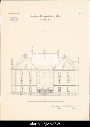 Endell Karl Friedrich (1843-1891), Tribunale distrettuale e Distrettuale di Oels (1896): Vista dall'alto Oriente 1: 100. Litografia, 71,2 x 53 cm (inclusi i bordi di scansione) Foto Stock