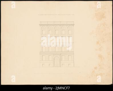 Knoblauch Eduard (1801-1865), condominio Leipziger a Berlino (1838): Vista frontale. Inchiostro, 39,9 x 52,6 cm (inclusi i bordi di scansione) Foto Stock