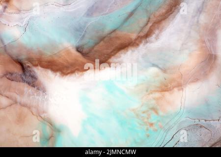 Pittura astratta in tonalità chiare. Dipinto con inchiostro alcolico. Foto Stock