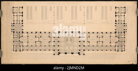 Eggert Hermann (1844-1920), stazione centrale di Francoforte sul meno. Edificio della reception (11,1880): Grundriss al piano principale. Acquerello Tusche sulla scatola, 59,9 x 127,3 cm (inclusi i bordi di scansione) Foto Stock