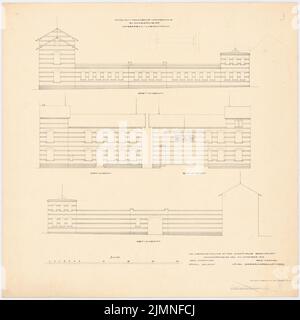 Hoffmann, Università tecnica Berlin-Charlottenburg. Laboratorio di Hyding (24 novembre 1913): Vista ovest, vista nord, vista sud, vista est 1: 100. Litografia su cartone, 60,4 x 60,4 cm (inclusi i bordi di scansione) Foto Stock