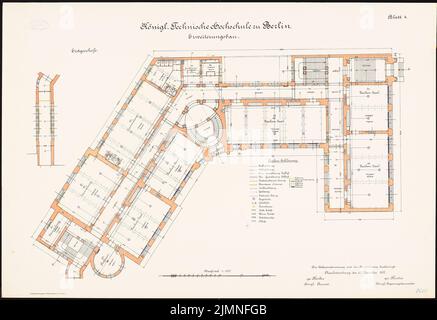 Eggert Hermann (1844-1920), Università tecnica Berlino-Charlottenburg. Ampliamento (30 dicembre 1902): Pianta (piano terra) 1: 100. Litografia colorata sul cartone, 68,8 x 100,3 cm (inclusi i bordi di scansione) Foto Stock