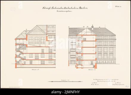 Eggert Hermann (1844-1920), Università tecnica Berlino-Charlottenburg. Espansione (30 dicembre 1902): Tagli A-B, C-D, 1: 100. Litografia su cartone, 68,5 x 100,5 cm (inclusi i bordi di scansione) Foto Stock