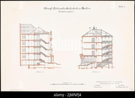 Eggert Hermann (1844-1920), Università tecnica Berlino-Charlottenburg. Espansione (30 dicembre 1902): Snittes e-F, G-H, 1: 100. Litografia su cartone, 68,6 x 100,6 cm (inclusi i bordi di scansione) Foto Stock