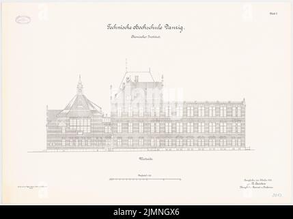 Eggert Hermann (1844-1920), Chemical Institute of the Technical University Danzig (10,1906): West view 1: 100. Litografia, 61 x 87,2 cm (inclusi i bordi di scansione) Foto Stock