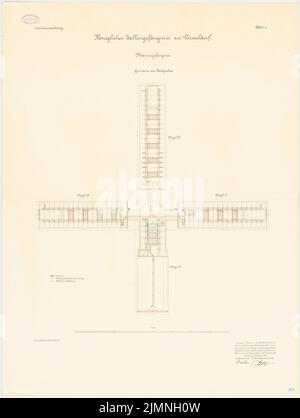 Hasenjäger Emil (1838), prigione di cellule a Düsseldorf. Carcere per uomini (01.12.1893): Piano DG 1: 200. Litografia colorata, 104,3 x 78,6 cm (inclusi i bordi di scansione) Foto Stock