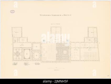 Architetto sconosciuto, liceo statale, Wroclaw (senza anno): Piano 3rd piano 1:75. Litografia colorata su cartone, 74,9 x 105,7 cm (inclusi i bordi di scansione) Foto Stock