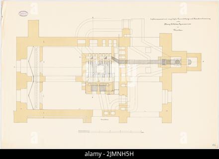 Architetto sconosciuto, liceo statale, Wroclaw (senza anno): Apparecchio di riscaldamento ad aria: Piano 1:20. Litografia colorata sul cartone, 71,8 x 105,4 cm (inclusi i bordi di scansione) Foto Stock