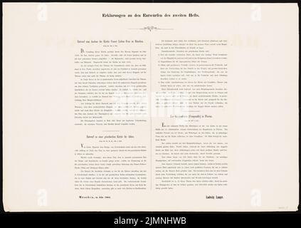Lange Ludwig (1808-1868), espansione della Frauenkirche a Monaco e progetto ad una chiesa greca ad Atene (1861): Testo spiegato. Pressione sulla carta, 45,4 x 64,1 cm (inclusi i bordi di scansione) Foto Stock