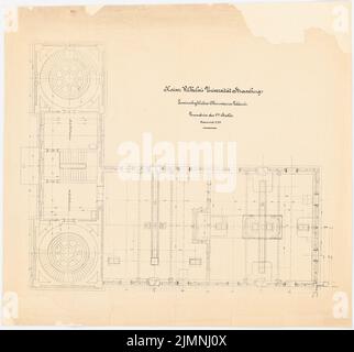 Eggert Hermann (1844-1920), osservatorio e rifrattore dell'Università Kaiser Wilhelm di Strasburgo (senza dat.): Edificio dell'osservatorio comunitario: Piano 1st piano 1:50. Litografia su carta, 73,8 x 79,2 cm (inclusi i bordi di scansione) Foto Stock