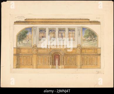 Eggert Hermann (1844-1920), municipio di Hanover (01.02.1908): Parete della finestra nella sala riunioni. Matita da acquarello a trasparente, 66,3 x 86 cm (inclusi i bordi di scansione) Foto Stock