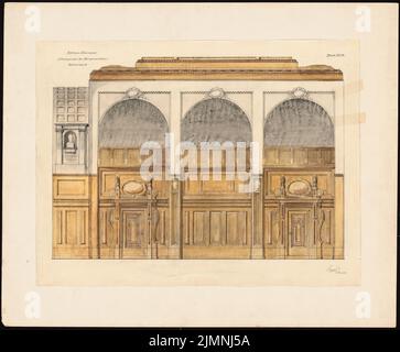 Eggert Hermann (1844-1920), municipio di Hannover (01.02.1908): Parete di balcone nella sala riunioni. Matita da acquarello a trasparente, 60,9 x 73,7 cm (inclusi i bordi di scansione) Foto Stock