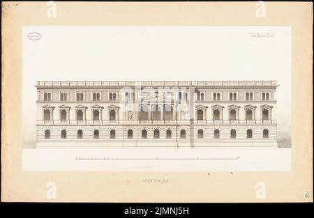 Eisenlohr & Schliemann, Ständehaus in Düsseldorf (1875): Vista della facciata posteriore. Acquerello Tusche sulla scatola, 65,3 x 100,3 cm (inclusi i bordi di scansione) Foto Stock