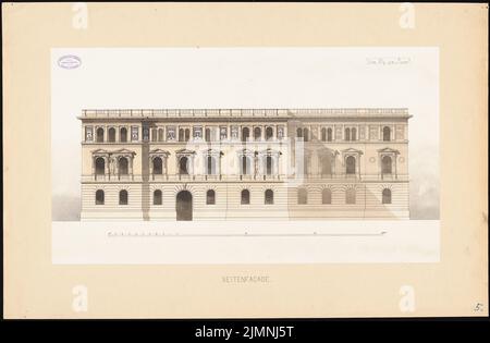 Eisenlohr & Schliemann, Ständehaus in Düsseldorf (1875): Vista della facciata laterale. Acquerello Tusche, cartoncino bianco con titolo, 62,1 x 94,8 cm (inclusi i bordi di scansione) Foto Stock