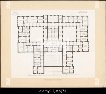 Eisenlohr & Schliemann, Ständehaus in Düsseldorf (1875): Pianta 2nd piano. Acquerello Tusche sulla scatola, 74,8 x 89,2 cm (inclusi i bordi di scansione) Foto Stock