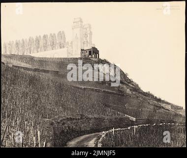 Eggert Hermann (1844-1920), monumento Bismarck sul Elisenhöhe, Bingen (1911): Vista dal pendio. Matita sopra la foto su cartone, 55,8 x 70,7 cm (inclusi i bordi di scansione) Foto Stock