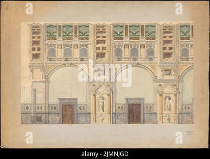 Eggert Hermann (1844-1920), casa a 2 piani, municipio di Hannover. (?) (circa 1907): Vista di una parete. Inchiostro, acquerello a matita, bianco montato, oro tagliato sulla scatola, 91,1 x 127,8 cm (inclusi i bordi di scansione) Foto Stock