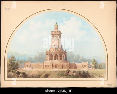 Eggert Hermann (1844-1920), monumento nazionale sul Niederwald (28 maggio 1873): Vista prospettica. Acquerello Tusche sulla scatola, 87,9 x 117 cm (inclusi i bordi di scansione) Foto Stock