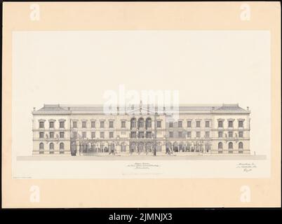 Eggert Hermann (1844-1920), edificio universitario dell'Università Kaiser-Wilhelm di Strasburgo (09,1878): RISS back view 1: 200. Acquerello Tusche sulla scatola, 58,5 x 78,3 cm (inclusi i bordi di scansione) Foto Stock