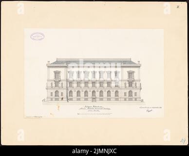 Eggert Hermann (1844-1920), edificio universitario dell'Università Kaiser-Wilhelm di Strasburgo (09,1878): Vista laterale 1: 200. Acquerello Tusche sulla scatola, 48 x 62,1 cm (inclusi i bordi di scansione) Foto Stock