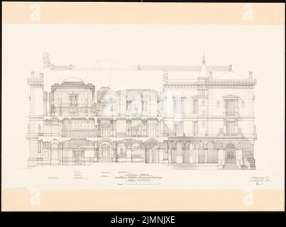 Eggert Hermann (1844-1920), edificio universitario dell'Università Kaiser-Wilhelm di Strasburgo (09,1878): Sezione trasversale 1: 100. Acquerello Tusche sulla scatola, 58,3 x 78,3 cm (inclusi i bordi di scansione) Foto Stock