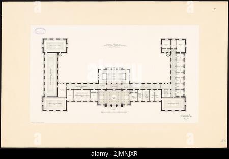 Eggert Hermann (1844-1920), edificio universitario dell'Università Kaiser-Wilhelm di Strasburgo (09,1878): Piano 1: 200. Inchiostro su cartone, 62,3 x 95,8 cm (inclusi i bordi di scansione) Foto Stock