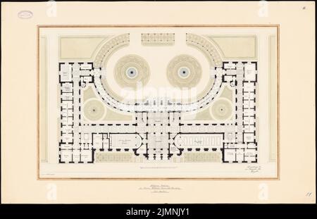 Eggert Hermann (1844-1920), edificio universitario dell'Università Kaiser-Wilhelm di Strasburgo (09,1878): Grundriss EG 1: 200. Acquerello Tusche sulla scatola, 62 x 95,9 cm (inclusi i bordi di scansione) Foto Stock