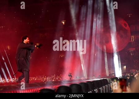 MIAMI GARDENS, Florida - 06 AGOSTO: Il Weeknd si esibisce durante il tour After Hours Til Dawn Global Stadium il 6 agosto 2022 all'Hard Rock Stadium di Miami Gardens, Florida. Credito: mpi04/MediaPunch Foto Stock