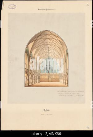 Elis Carl (1838-1889), parlamento prussiano a Berlino. Schinkel Competition 1869 (17 giugno 1869): Vista interna Fallroom. Matita acquerello su carta, 73,7 x 52,6 cm (inclusi i bordi di scansione) Foto Stock