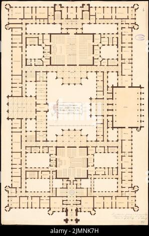 Elis Carl (1838-1889), parlamento prussiano a Berlino. Schinkel Competition 1869 (17 giugno 1869): Piano 1st. Acquerello Tusche sulla scatola, 97,9 x 64,7 cm (inclusi i bordi di scansione) Foto Stock