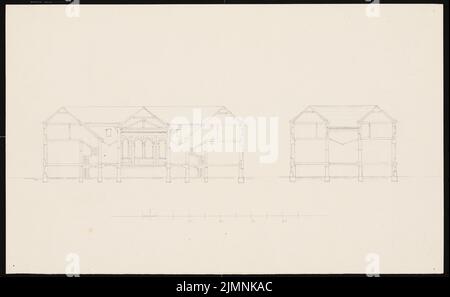 Knoblauch Eduard (1801-1865), casa padronale a Lauchstädt (ca 1848): tagli. Inchiostro, 21,8 x 35,3 cm (inclusi i bordi di scansione) Foto Stock