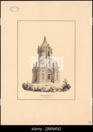 Eggert Hermann (1844-1920), torre del monumento, Brandeburgo/Havel (1874): Vista prospettica. Acquerello Tusche sulla scatola, 62 x 45,8 cm (inclusi i bordi di scansione) Foto Stock