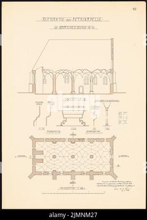 Salsa Eugen de la, Petrikirche, Brandeburgo/Havel (04,1906): Pianta e taglio, 1:20 e 1:100. Acquerello Tusche sulla scatola, 66,7 x 46,8 cm (compresi i bordi di scansione) Salsa Eugen de la : Petrikirche, Brandeburgo/Havel Foto Stock