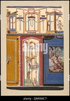 Klingholz Fritz (1861-1921), Casa della Regina a Pompei. Decorazione a parete (senza data): Vista 1:10. Matita acquerello bianco sul cartone, 31,8 x 23,2 cm (compresi i bordi di scansione) Klingholz Fritz (1861-1921): Casa della Regina, Pompeji. Wanddekoration Foto Stock