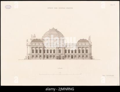 Busse & Schwechten, Reichstag, Berlino (1882): Facciata sud 1: 200. Acquerello Tusche sulla scatola, 63,7 x 87,9 cm (compresi i bordi di scansione) Busse & Schwechten : Reichstag, Berlino. Zweiter Wettbewerb Foto Stock