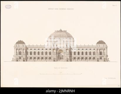 Busse & Schwechten, Reichstag, Berlino (1882): Facciata su Sommerstraße. Acquerello Tusche sulla scatola, 64,4 x 88,5 cm (compresi i bordi di scansione) Busse & Schwechten : Reichstag, Berlino. Zweiter Wettbewerb Foto Stock