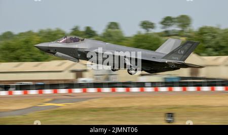 USAF F-35A Lightning II, con partenza dal Royal International Air Tattoo Foto Stock