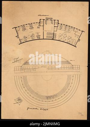 Poelzig Hans (1869-1936), piscina a Berlino (senza data): Taglio e vista della cupola in cemento di ferro. Rottura leggera su carta, 33,8 x 25,2 cm (compresi i bordi di scansione) Poelzig Hans (1869-1936): Thermenpalast, Berlino Foto Stock