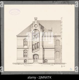 Martens Gustav Ludolf (1818-1872), edificio residenziale (1867): Superiore. Acquerello Tusche sulla scatola, 30,6 x 32,2 cm (compresi i bordi di scansione) Martens Gustav Ludolf (1818-1872): Wohnhaus Foto Stock