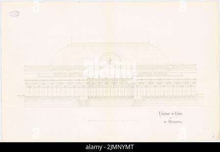 Felten, Josef (1799-1880), Wintergarten »Flora«, Berlino (1871-1871): Vista del Nutront delle sale e del Giardino d'Inverno. Inchiostro su carta, 63,7 x 98,4 cm (compresi i bordi di scansione) Felten, Josef (1799-1880): Wintergarten »Flora«, Berlino Foto Stock