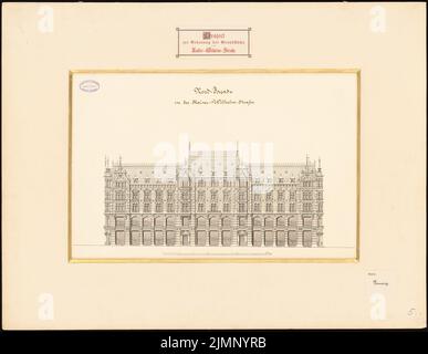 Erdmann & Spindler, sviluppo del Kaiser-Wilhelm-Straße a Berlino (senza dat.): Facciata nord su Kaiser-Wilhelm-Str. 1: 150. Acquerello Tusche sulla scatola, 74,7 x 96,2 cm (compresi i bordi di scansione) Erdmann & Spindler : Bebauung der Kaiser-Wilhelm-Straße, Berlino Foto Stock