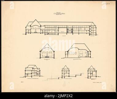 Poelzig Hans (1869-1936), monastero francescano sullo Spittelberg, Glatz. Progetto preliminare (1st ottobre 1915): Progetto B, tagli 1: 200. Matita sopra la rottura leggera su carta, 71 x 90,1 cm (compresi i bordi di scansione) Poelzig Hans (1869-1936): Franziskanerkloster auf dem Spittelberg, Glatz. Vorprojekt Foto Stock