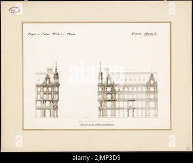 Giesenberg Edgar (1851-1892), sviluppo del Kaiser-Wilhelm-Straße a Berlino (senza data): Facciate con vista in Heiligengeiststrasse. Acquerello Tusche su carta, 64,5 x 81,4 cm (compresi i bordi di scansione) Giesenberg Edgar (1851-1892): Bebauung der Kaiser-Wilhelm-Straße, Berlino Foto Stock