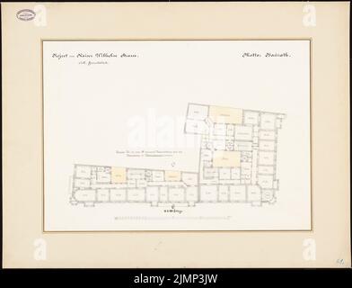 Giesenberg Edgar (1851-1892), sviluppo del Kaiser-Wilhelm-Straße a Berlino (senza dat.): Grundrisse 2nd e 3rd piano delle proprietà meridionali. Acquerello Tusche su carta, 64,4 x 84,2 cm (compresi i bordi di scansione) Giesenberg Edgar (1851-1892): Bebauung der Kaiser-Wilhelm-Straße, Berlino Foto Stock