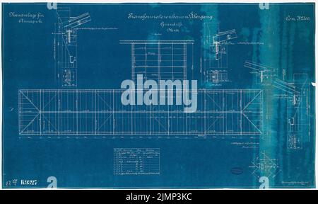 Poelzig Hans (1869-1936), Annagrube. Transformer House e Transition (30 luglio 1915): Piano 1:50. Progetto su carta, 84,2 x 141,3 cm (compresi i bordi di scansione) Poelzig Hans (1869-1936): Annagrube. Transformatorenhaus Foto Stock