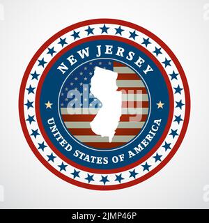 Etichetta con mappa del New Jersey Foto Stock