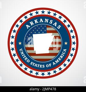 Etichetta con mappa dell'Arkansas Foto Stock