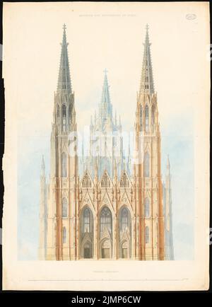 Stier Wilhelm (1799-1856), Votivkirche, Vienna: Vista frontale. Acquerello Tusche sulla scatola, 129,3 x 93,8 cm (compreso il bordo di scansione). Museo dell'architettura dell'Università tecnica di Berlino Inv. N. 7238. Stier Wilhelm (1799-1856): Votivkirche, Wien Foto Stock